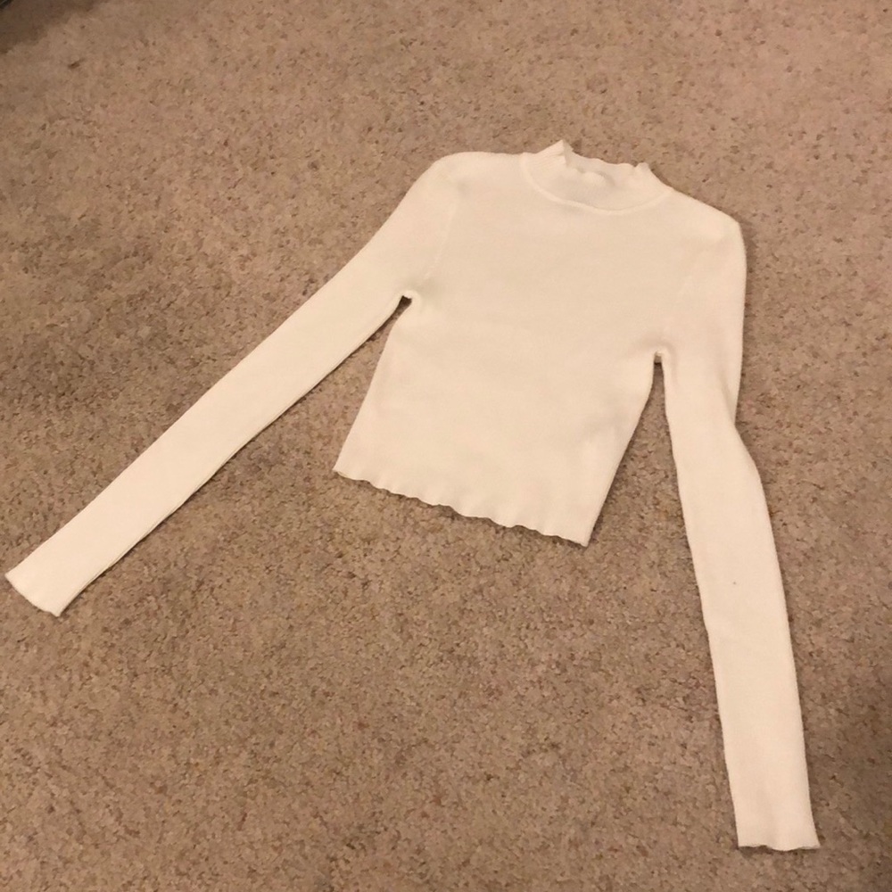 Crop mock neck ribbed top